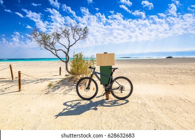 Bike At The Elafonissi Beach On Crete, Greece;