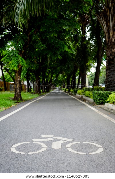 Bike lane in city\
street.