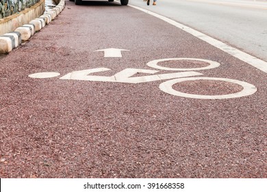 Bike lane in city street for background - Shutterstock ID 391668358