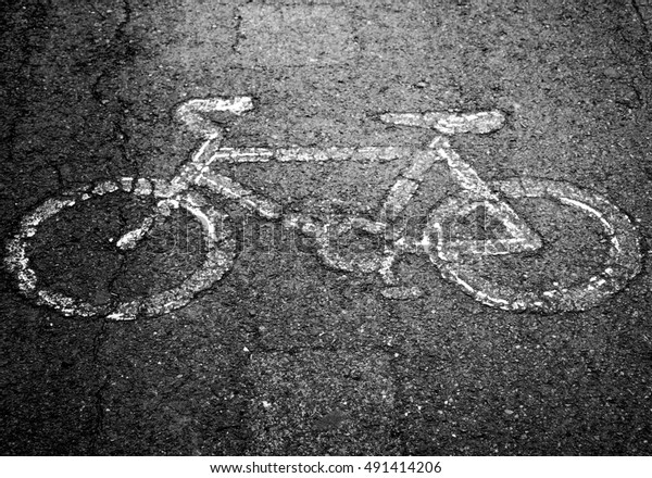 bike lane in city\
street - black and white