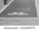 Bike lane on the road, Bike paint sign symbol at the street for bicycle riding route traffic transport only in modern city