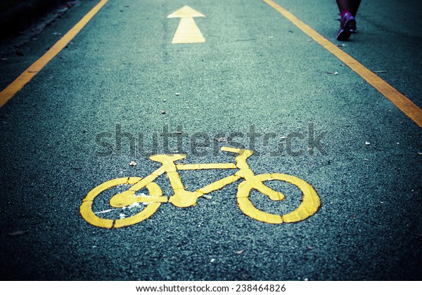 Bike lane, road for bicycles. empty bicycle lane in\
a park
