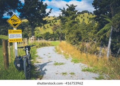 Bike On Pathway, Bike Trip, New Zealand.