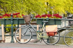 Bike Parked On A Bridge In Amsterdam, Netherlands