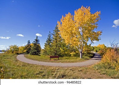 Bike Path Around Glenmore Reservoir, Calgary, Alberta, Canada