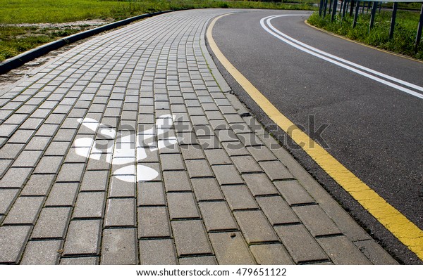 Bike Path in the\
city.Bike lane in  park
