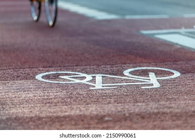 Bike Path Icon On Red Coating