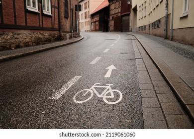 Bike Path Icon On Wet Road