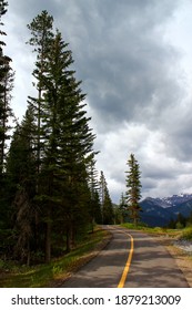 Bike Path Near Banff In Alberta, Canada