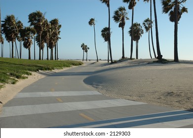 Bike Path On Santa Monica Beach