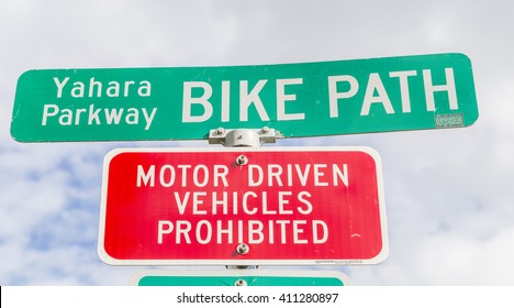 A Bike Path Sign In Madison, Wisconsin