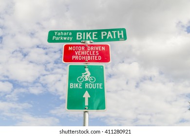 A Bike Path Sign In Madison, Wisconsin