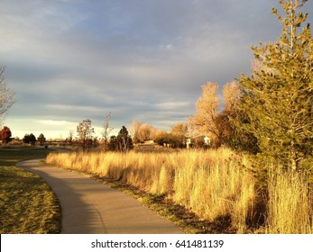 Bike Path Trail In City Park Aurora, Colorado USA