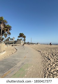 Bike Path At Venice Beach In Los Angeles.