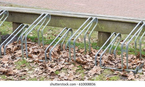 Bike Rack In Front Of A Dutch School