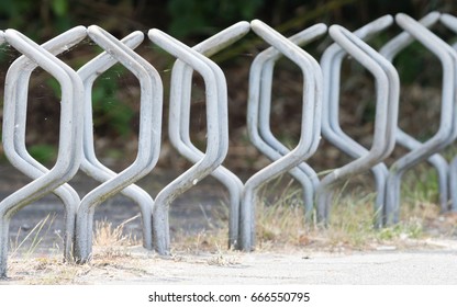 Bike Rack In Front Of A Dutch School