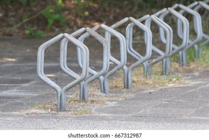 Bike Rack In Front Of A Dutch School