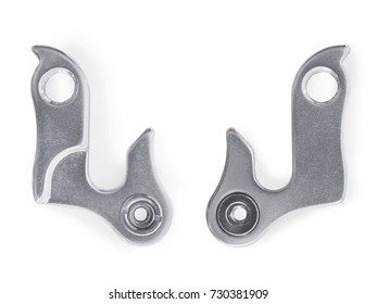 Bike rear derailleur hanger. Isolated on white, clipping path included