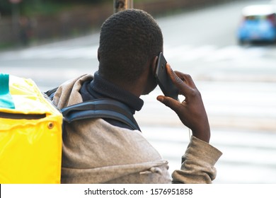 Bike Rider Food Delivery Having A Phone Call