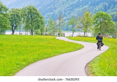 Bike Road On Danube River In Austria