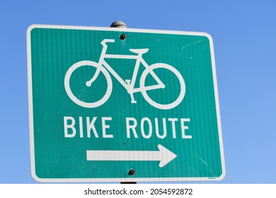 Bike Route Sign With Arrow