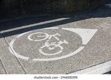 Bike Route Sign On The Ground