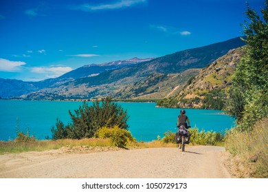 Bike tour at Carretera Austral, Patagonia - Chile. View from General Carreta lake.