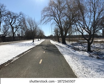 Bike Trail During A Winter Morning At Madison Wisconsin