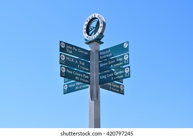 Bike Trail Sign In Des Moines Iowa