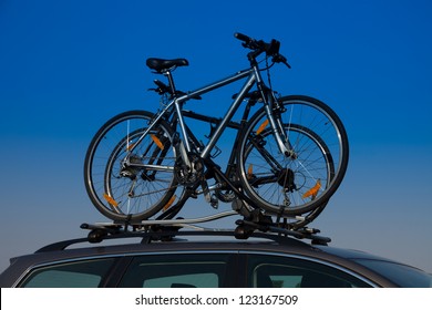 Bike transportation - two bikes on the roof of a car