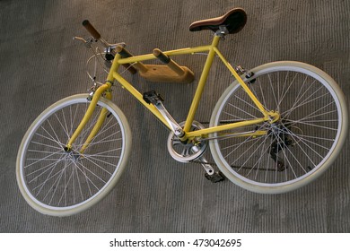 Bike yellow wall decorating ideas cafes. - Powered by Shutterstock