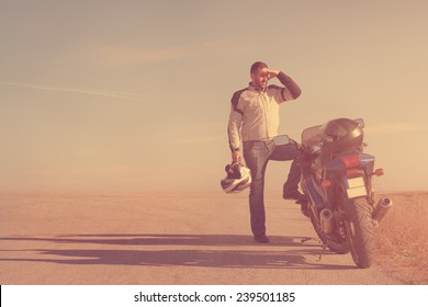 Biker Chasing The Sun.