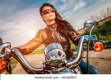 Biker Girl Leather Jacket Helmet On Stock Photo 243283837 | Shutterstock