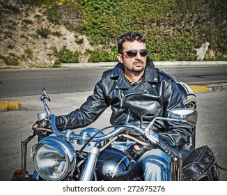 Sexy Biker Man Wearing Jeans Leather Stock Photo 500656285 | Shutterstock