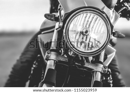 Similar – Motorcycle headlights with senior man steering