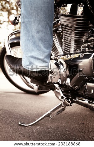 Similar – Image, Stock Photo Couple sitting over motorcycle ready to go