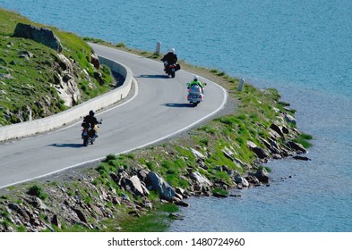 Bikers Near Gavia Pass, Italy