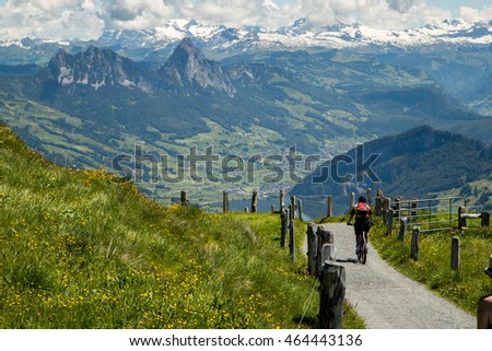 biking mt rigi switzerland stock photo edit now 464443136