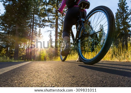Biking at sunset.