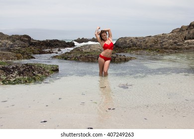 Bikini babe posing at the beach