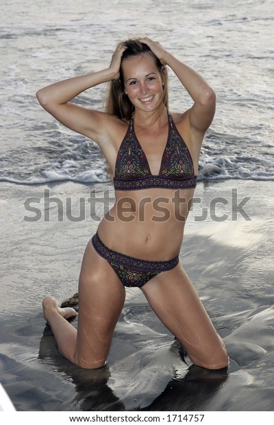 Bikini Clad Woman On Beach Stock Photo Edit Now
