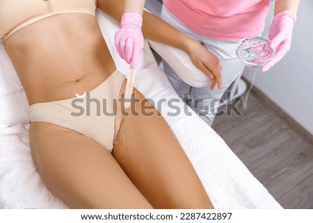 Bikini waxing,Intimate waxing, Hair removal, bikini area. laser epilation on bikini. Rejuvenation Treatments in Cosmetic Beauty Clinics,