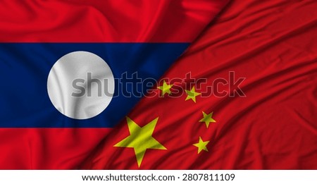 Bilateral relations between Laos and China. Flag of Laos and China