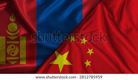 Bilateral relations between Mongolia and China. Flag of Mongolia and China