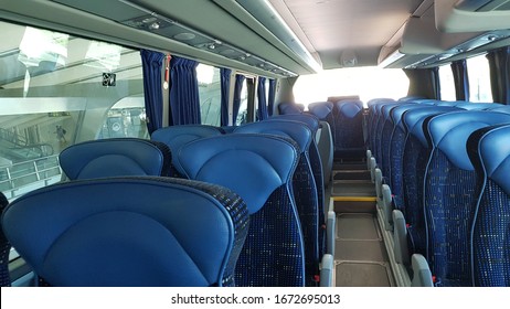 Bilbao, Basque Country, July, 19, 2019: interior of an empty passenger bus