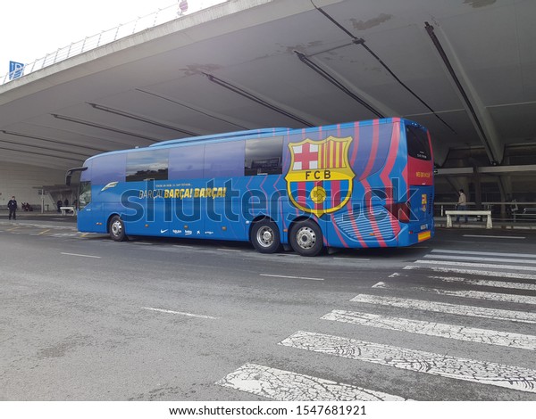 Bilbao, Basque Country, October,
31, 2019: Barsa bus at the Bilbao airport in the Basque
Country