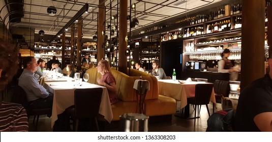 
Bilbao, Basque Country, Spain, February, 14, 2019: Romantic restaurant on the night of February 14