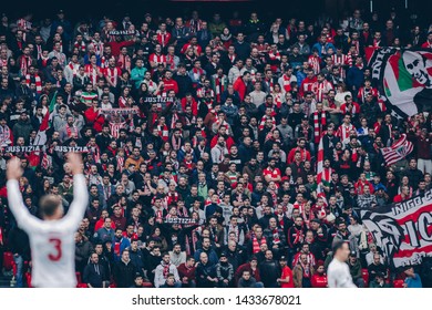 Bilbao, Spain. 13th January, 2019. Pais Vasco. San Mamés. Liga Santander. Athletic Bilbao V Sevilla FC: Athletic Club Supporters At San Mamés Stadium