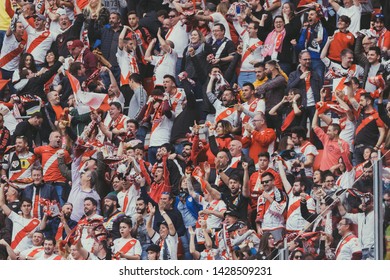 Bilbao, Spain. 14th April, 2019. Pais Vasco. San Mamés. Liga Santander. Athletic Bilbao V Rayo Vallecano: Rayo Vallecano Supporters At San Mamés Stadium.