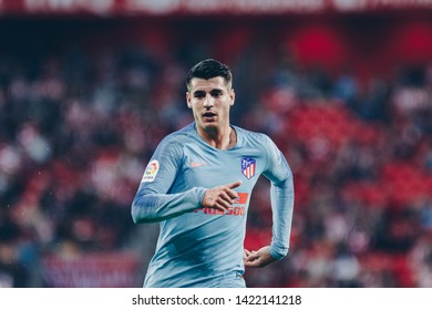 Bilbao, Spain. 16th March, 2019. Pais Vasco. San Mamés. Liga Santander. Athletic Bilbao V Atlético Madrid: Álvaro Morata (#22) Running During The Game.